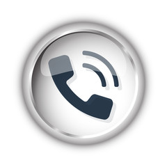 Web button with black Phone icon on white background