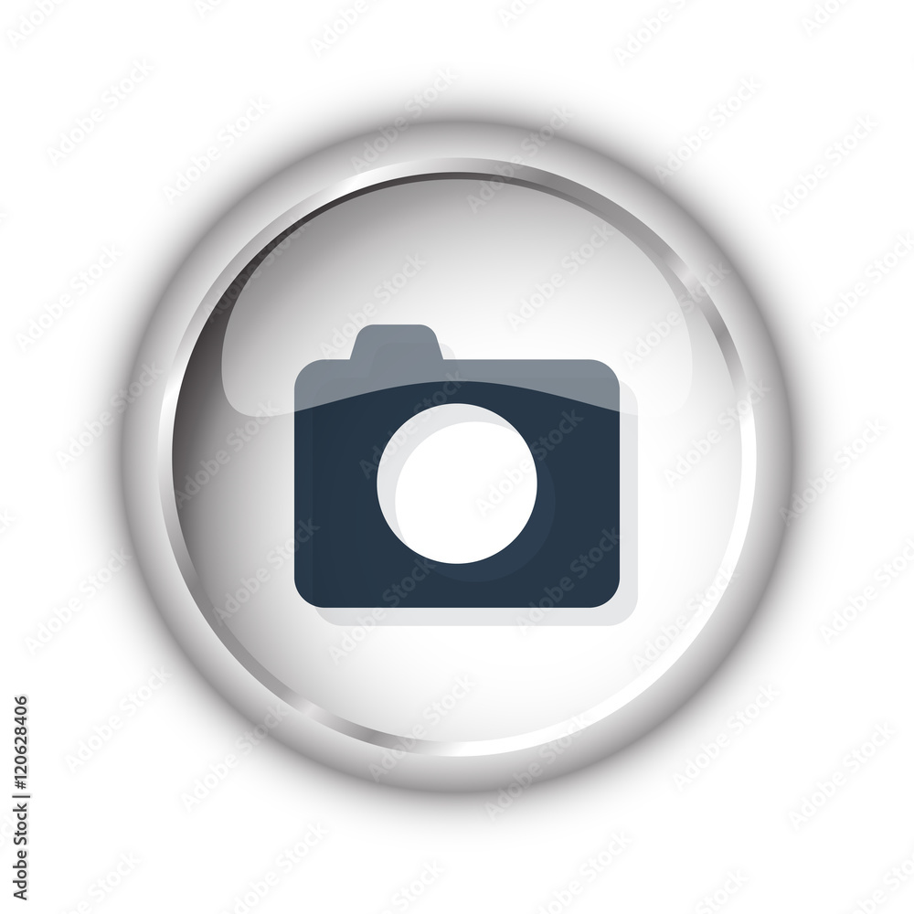 Wall mural web button with black camera icon on white background