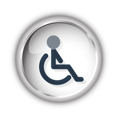Web button with black Wheel Chair icon on white background