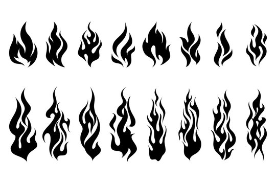 Fire tattoo vector set