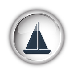 Web button with black Sailboat icon on white background