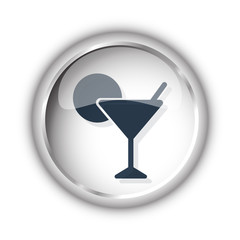 Web button with black Cocktail icon on white background