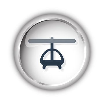 Web button with black Helicopter icon on white background