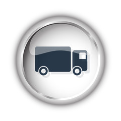 Web button with black Delivery Truck icon on white background