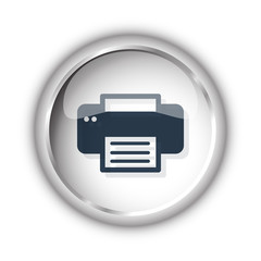 Web button with black Printer icon on white background