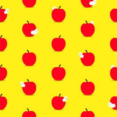 Seamless background pattern of apples with worms