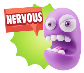 3d Rendering Angry Character Emoji saying Nervous with Colorful