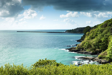 Blue sea with clouds seen from the island of Jersey Channel