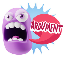 Obraz premium 3d Rendering Angry Character Emoji saying Argument with Colorful
