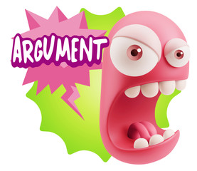 Obraz premium 3d Rendering Angry Character Emoji saying Argument with Colorful