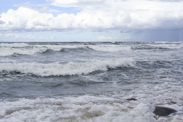 Naklejka na ściany i meble cold northern Baltic Sea, the waves, the wind storm