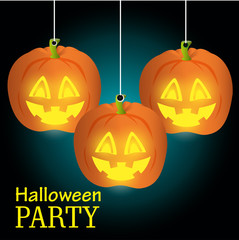 poster halloween party with pumpkin design isolated vector illustration eps 10