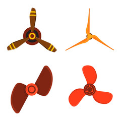 Turbines icons propeller fan rotation technology equipment. Fan blade, wind ventilator propeller fan equipment generator. Vector illustration propeller fan vector electric industrial ventilators.