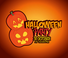 poster halloween party with pumpkin design isolated vector illustration eps 10
