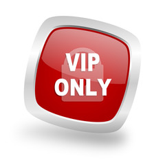 vip only square red glossy chrome silver metallic web icon