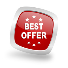 best offer square red glossy chrome silver metallic web icon