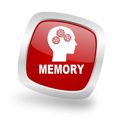 memory square red glossy chrome silver metallic web icon