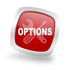 options square red glossy chrome silver metallic web icon