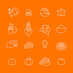 Set of abstract thaksgiving day icon. holiday symbols