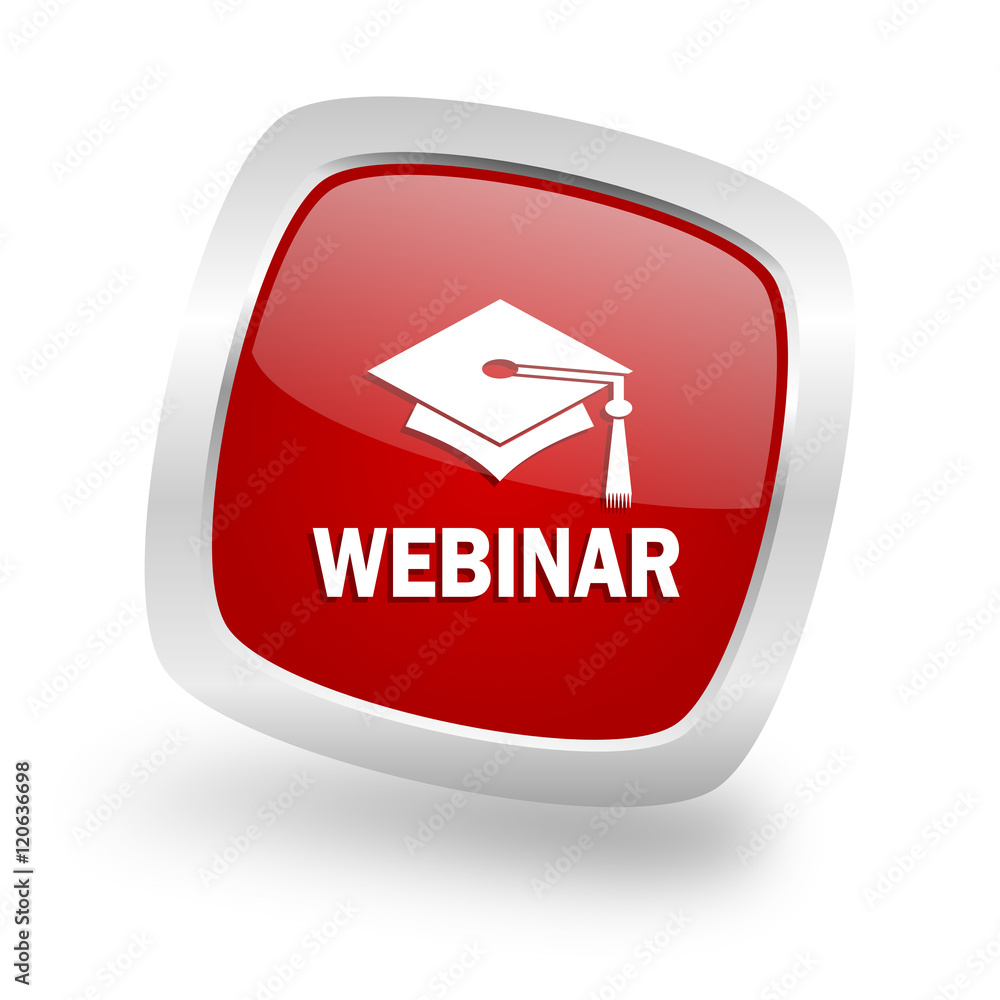 Aufkleber webinar square red glossy chrome silver metallic web icon