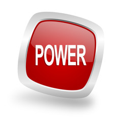 power square red glossy chrome silver metallic web icon