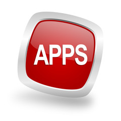 apps square red glossy chrome silver metallic web icon
