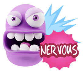 3d Rendering Angry Character Emoji saying Nervous with Colorful