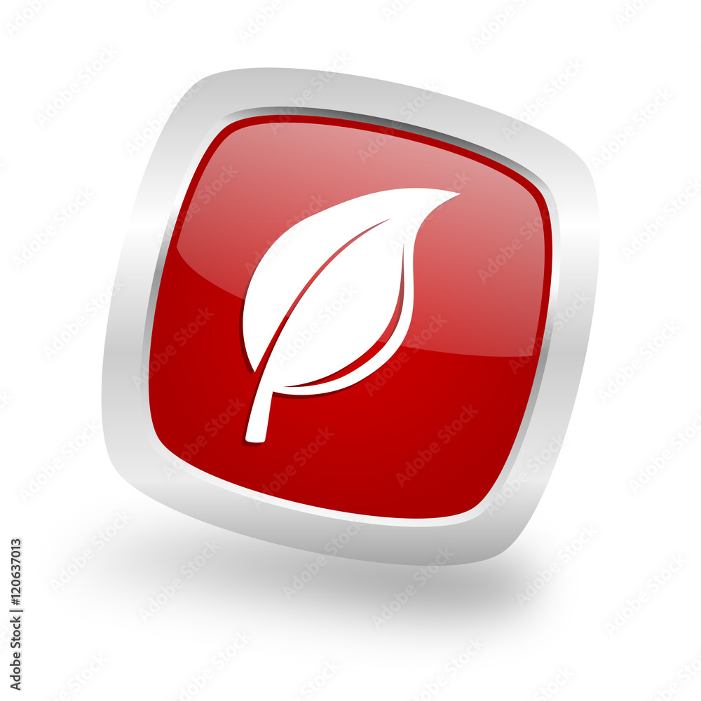 Poster nature square red glossy chrome silver metallic web icon