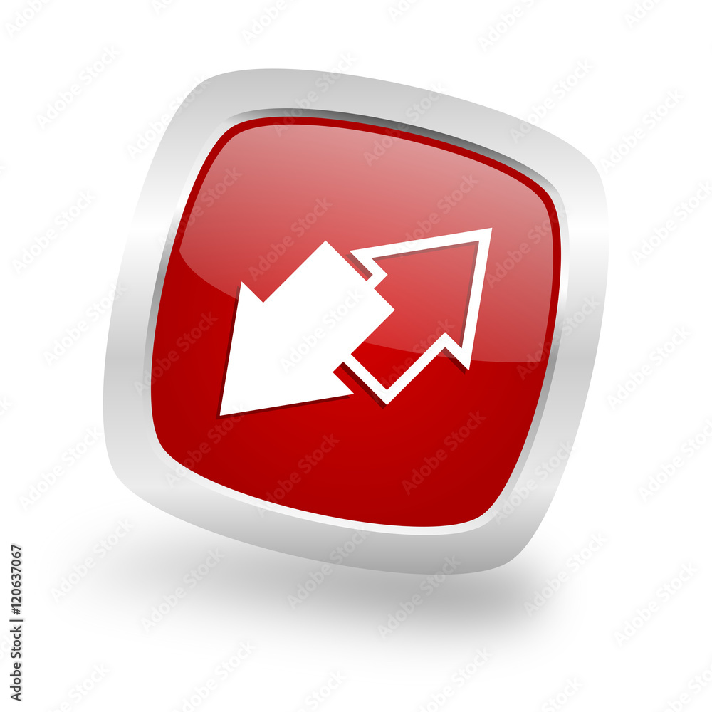 Poster exchange square red glossy chrome silver metallic web icon