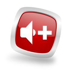 Obraz premium speaker volume square red glossy chrome silver metallic web icon