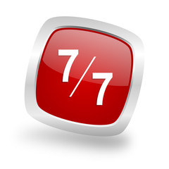 7 per 7 square red glossy chrome silver metallic web icon