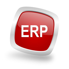 erp square red glossy chrome silver metallic web icon
