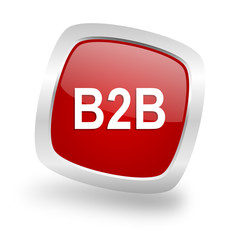 b2b square red glossy chrome silver metallic web icon
