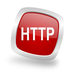 http square red glossy chrome silver metallic web icon