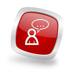 forum square red glossy chrome silver metallic web icon