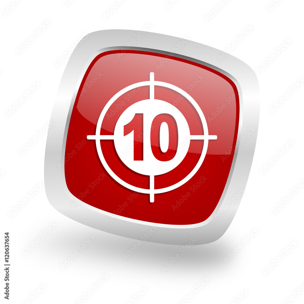 Poster target square red glossy chrome silver metallic web icon
