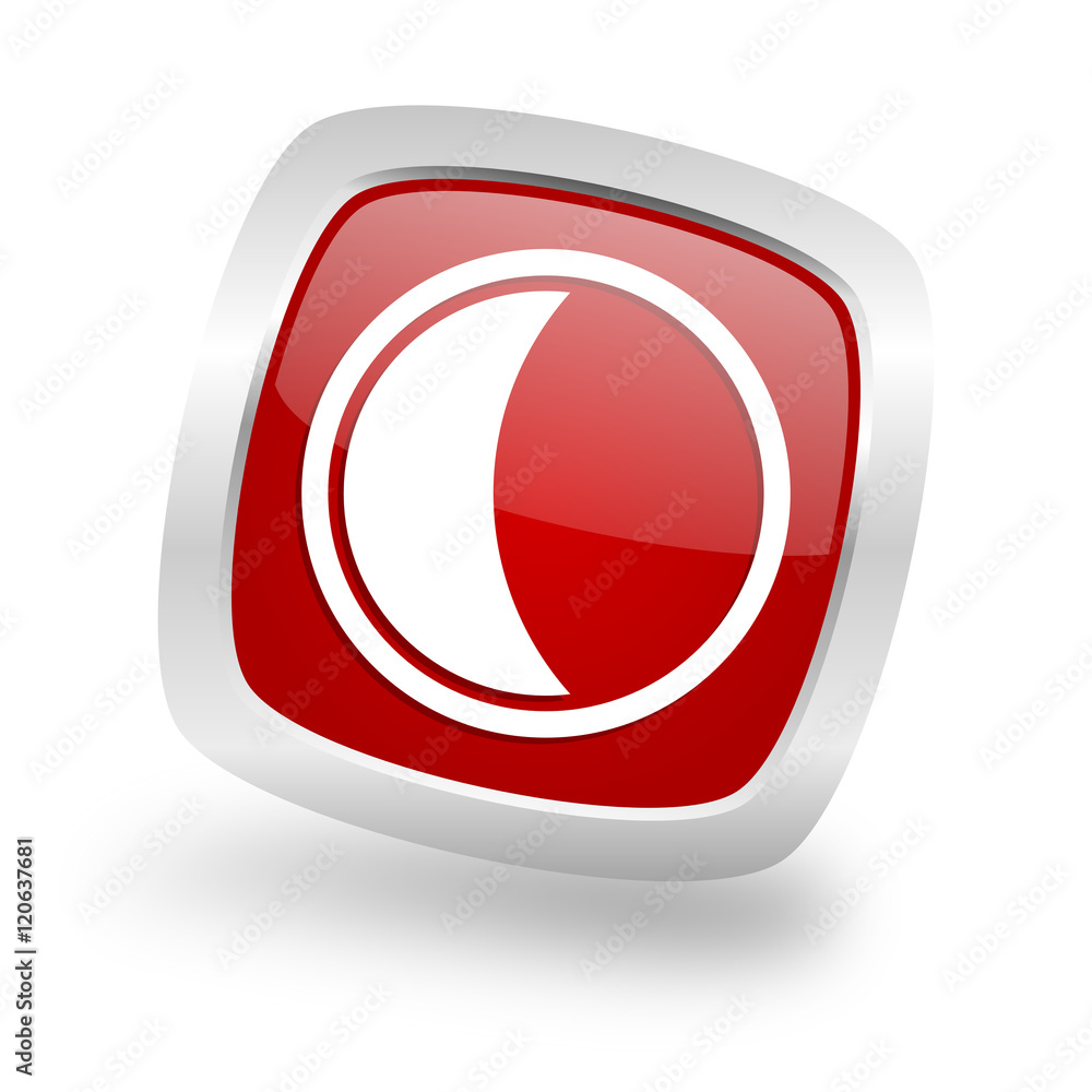 Poster moon square red glossy chrome silver metallic web icon