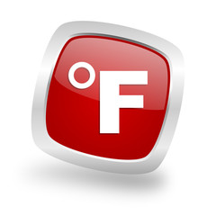 fahrenheit square red glossy chrome silver metallic web icon