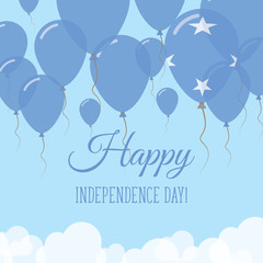 Micronesia, Federated States Of Independence Day Flat Greeting Card. Flying Rubber Balloons in Colors of the Micronesian Flag. Happy National Day Vector Illustration.