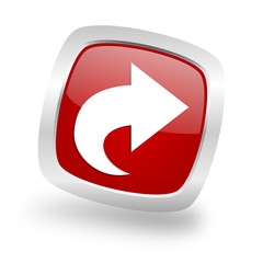 next square red glossy chrome silver metallic web icon