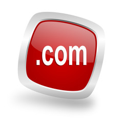 com square red glossy chrome silver metallic web icon