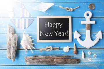 Sunny Nautic Chalkboard And Text Happy New Year