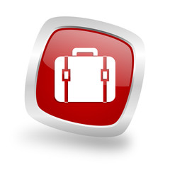 Obraz premium bag square red glossy chrome silver metallic web icon