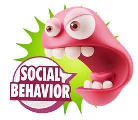 3d Rendering Angry Character Emoji saying Social Behavior with C