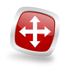 arrow square red glossy chrome silver metallic web icon