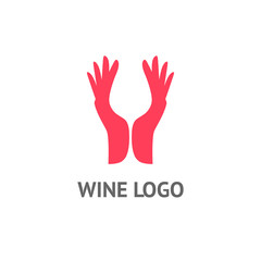 Wine logo design idea with wine glass in negative space. Abstract winery sign. Concept for vineyard.
