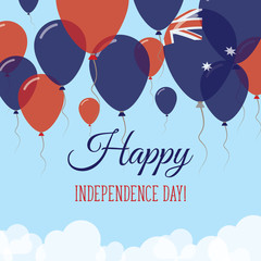 Heard and McDonald Islands Independence Day Flat Greeting Card. Flying Rubber Balloons in Colors of the Heard and McDonald Islander Flag. Happy National Day Vector Illustration.