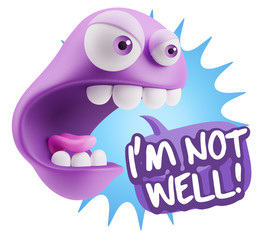 Obraz premium 3d Rendering Angry Character Emoji saying I'm not Well with Colo