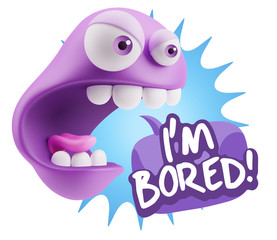 Obraz premium 3d Rendering Angry Character Emoji saying I'm Bored with Colorfu