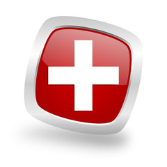 Obraz premium plus square red glossy chrome silver metallic web icon